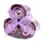 Set of 3 Soap Flower Heart Box - Lavender Roses